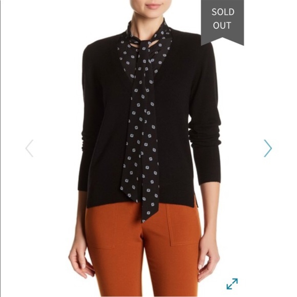 Veronica Beard Arrow Cashmere Sweater w/ Silk Tie